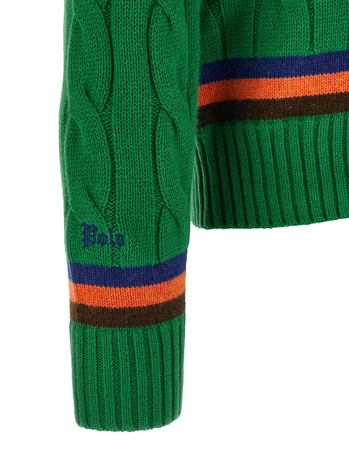 V-knit with cable pattern