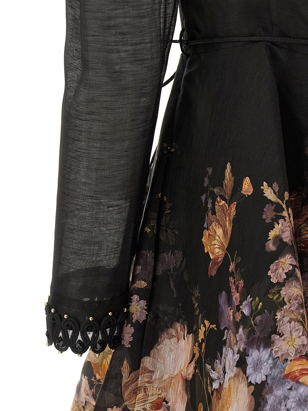 Valiant Embellish Mini Linen and Silk Dress