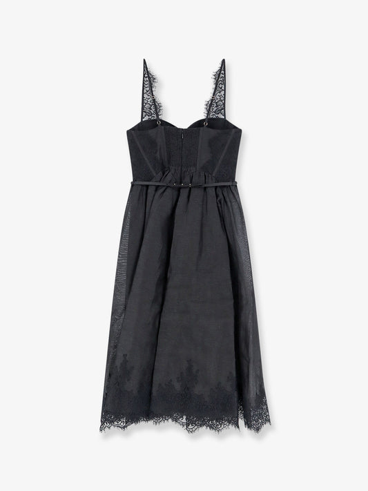 Valiant midi dress in linen and silk blend