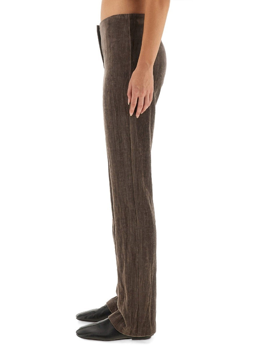 VELVET "CRINKLE" SLIM PANTS
