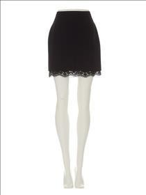 Virgin wool mini skirt with lace detail