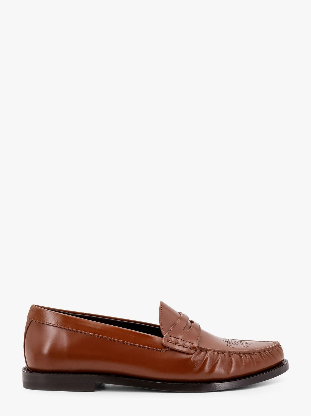 Vivienne leather loafer with perforated triomphe logo