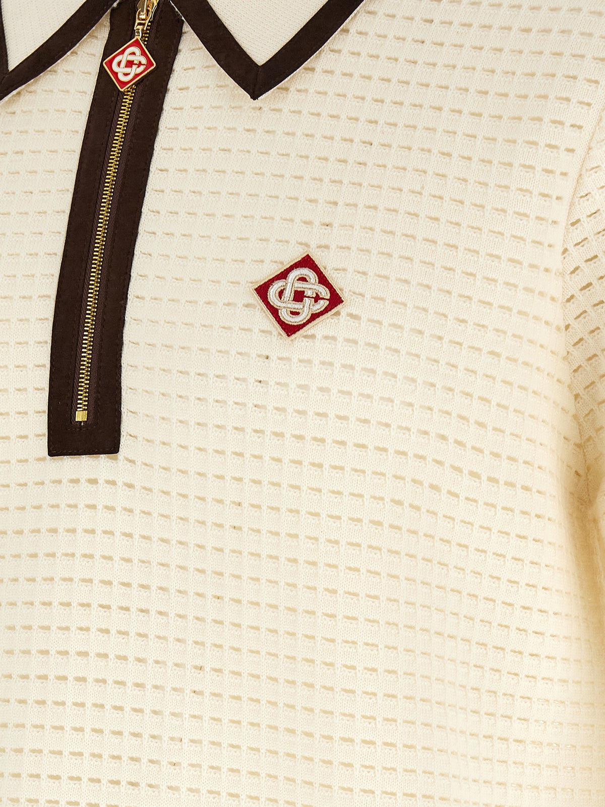 'Waffle stitch' knit polo shirt