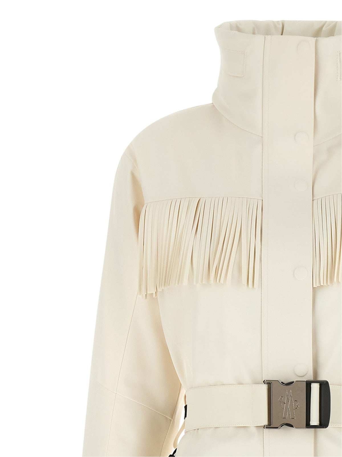 White fringed ski suit