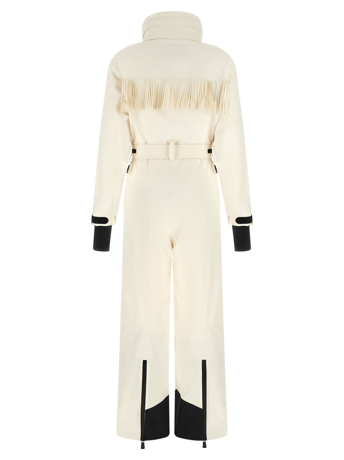 White fringed ski suit