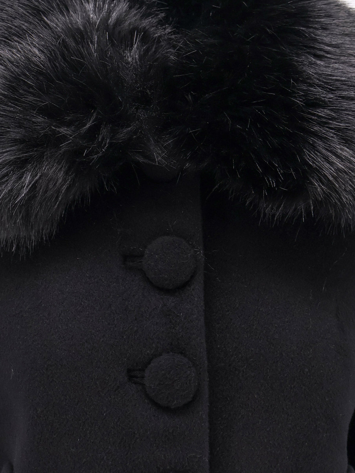 Wool blend blazer with faux fur details