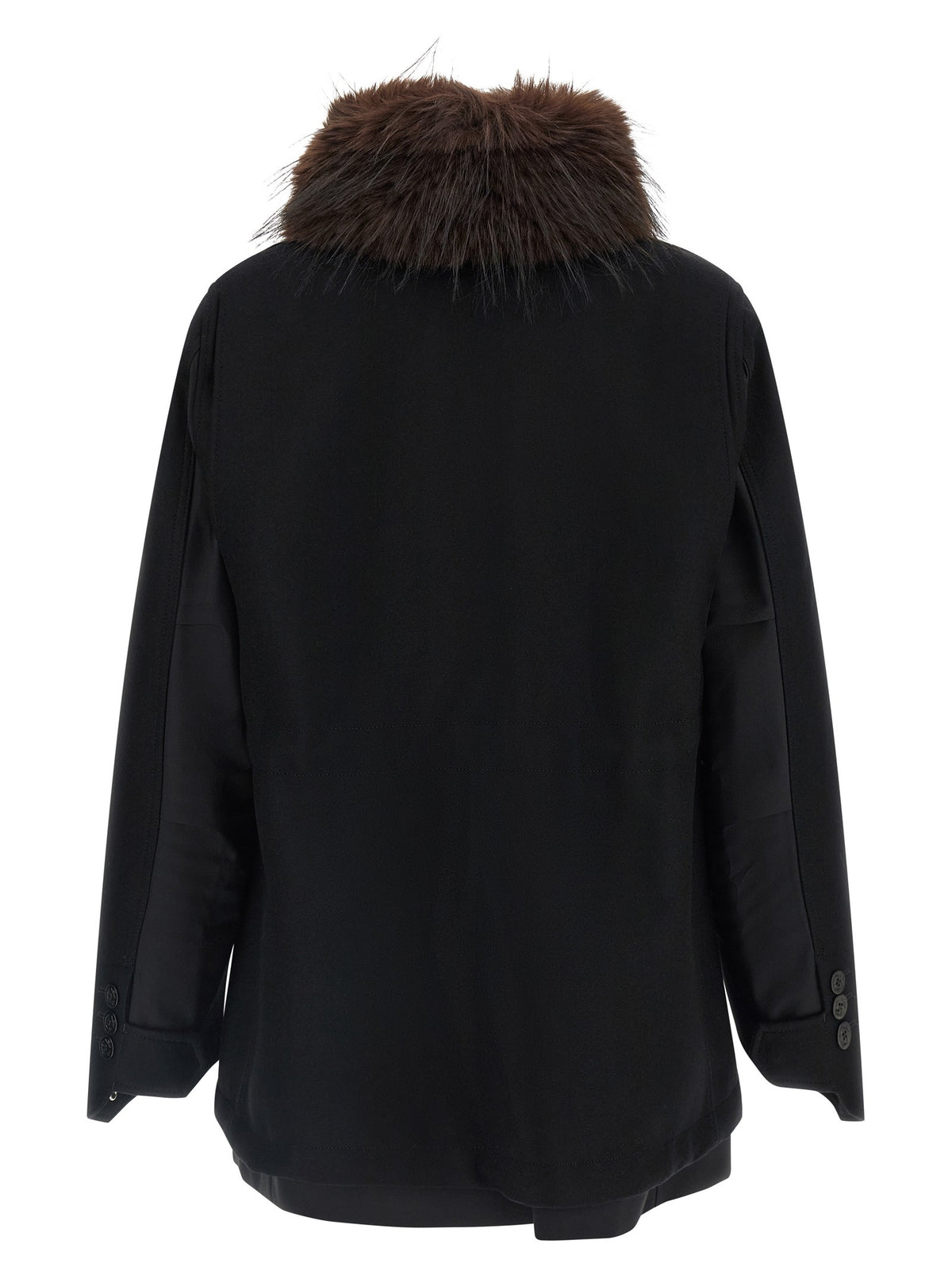 Wool coat with fur insert