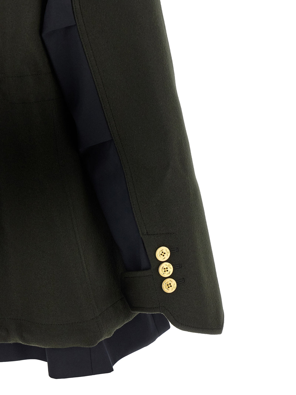 Wool coat with fur insert