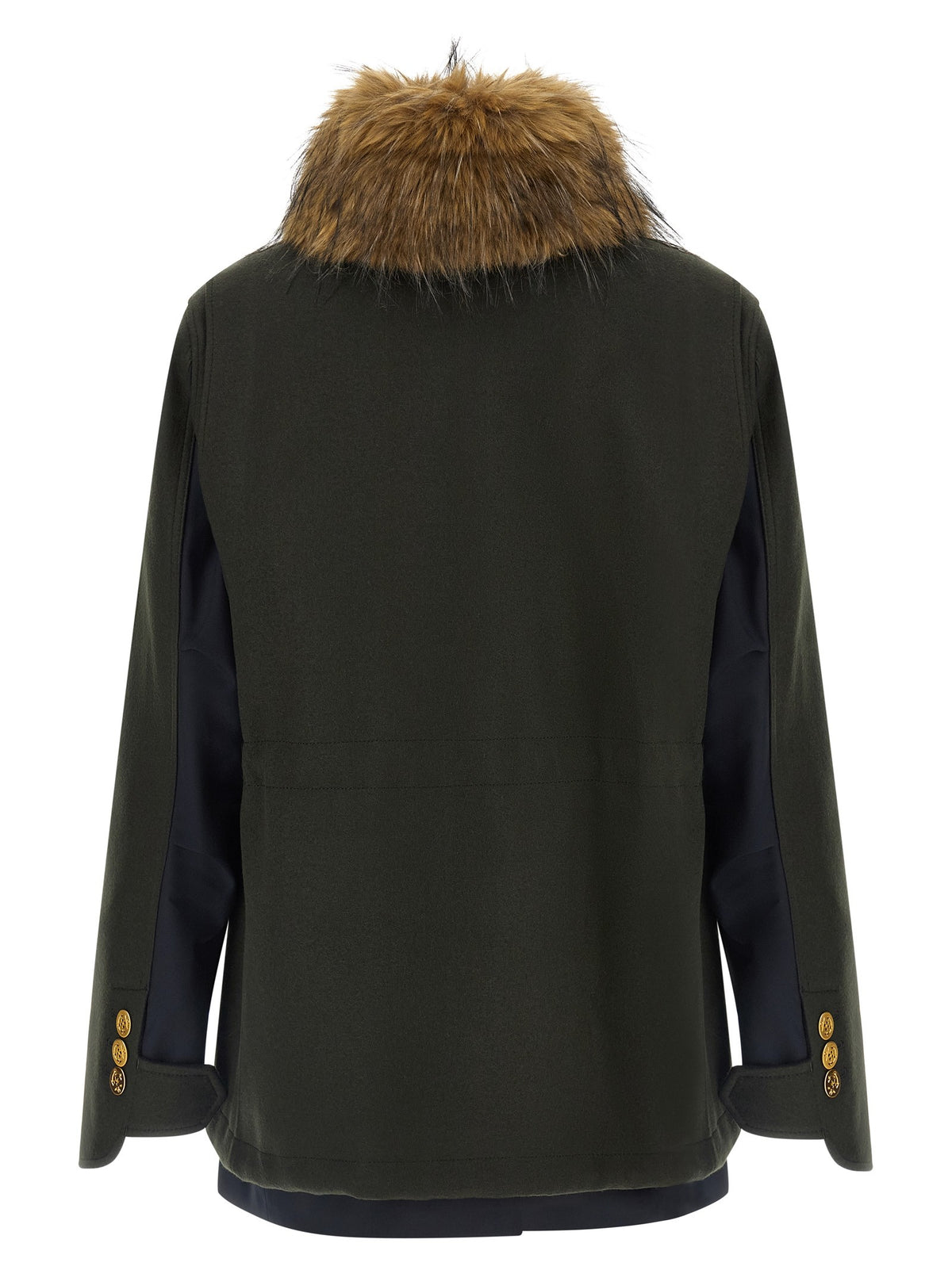 Wool coat with fur insert