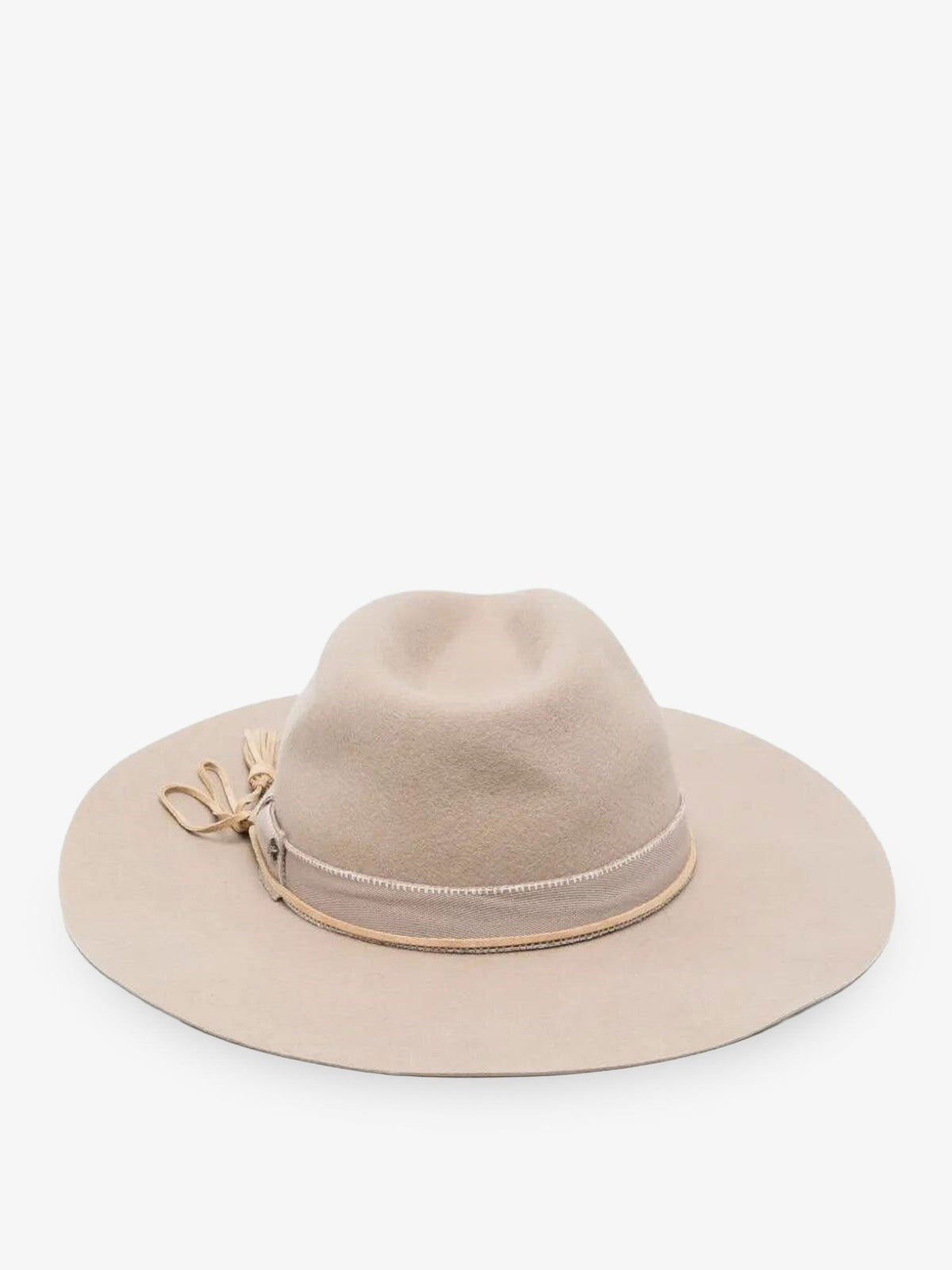 Wool Fedora hat with double strap and tone-on-tone bow