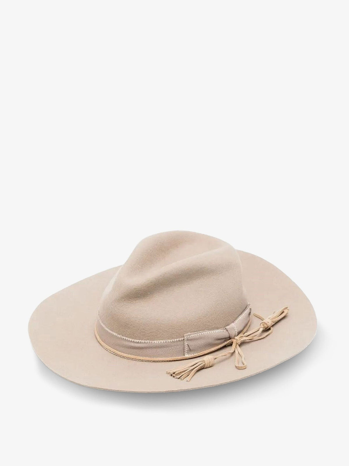 Wool Fedora hat with double strap and tone-on-tone bow