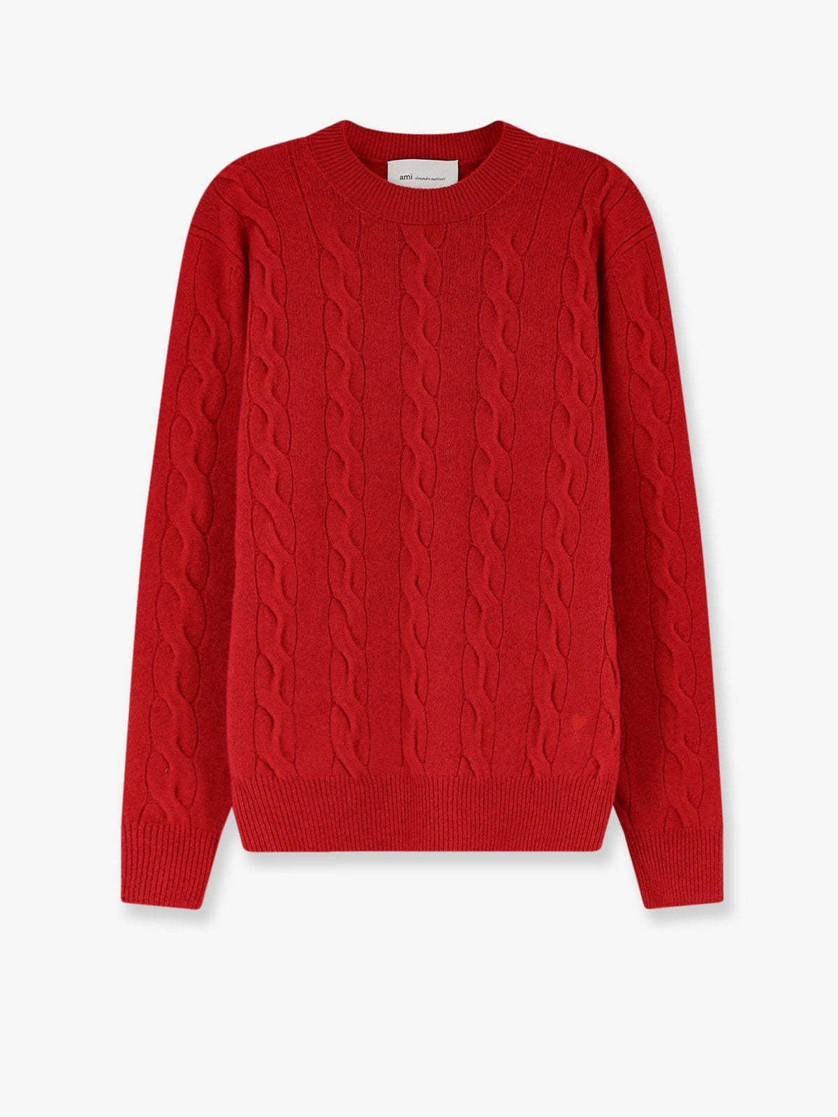 Wool sweater with cable knit