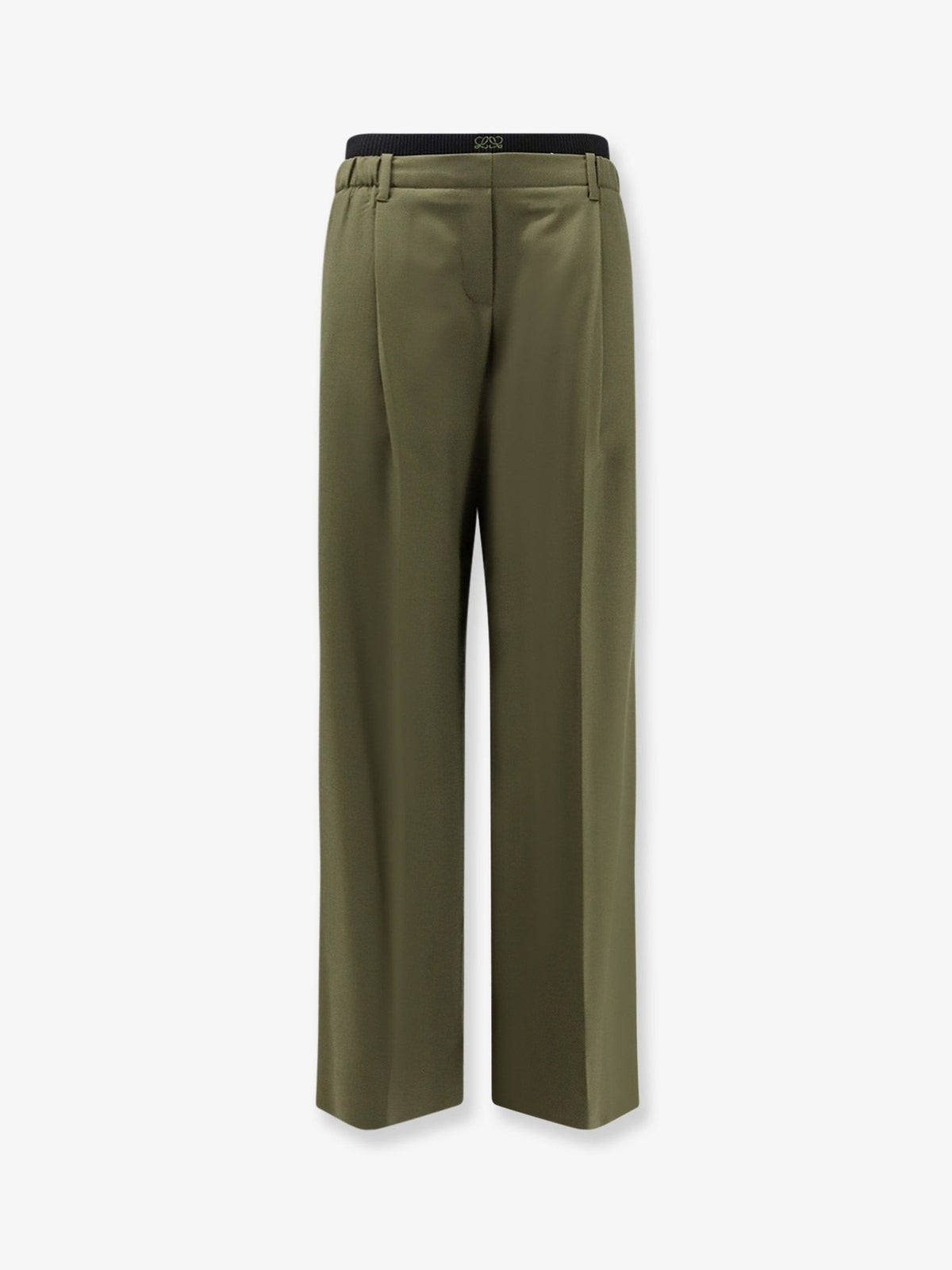 Wool trousers with elastic waistband