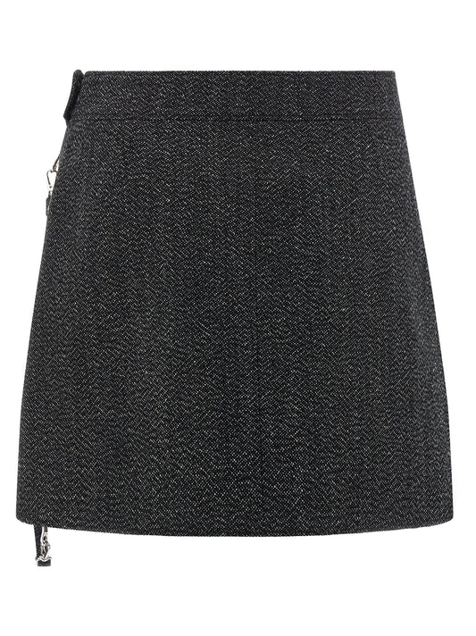 'Zipped Caviar Mini' skirt