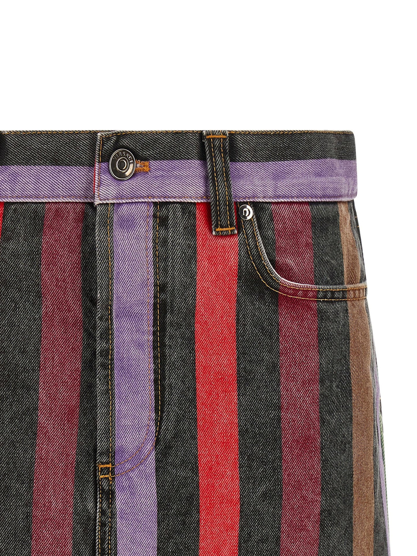 Versace Striped Denim Skirt