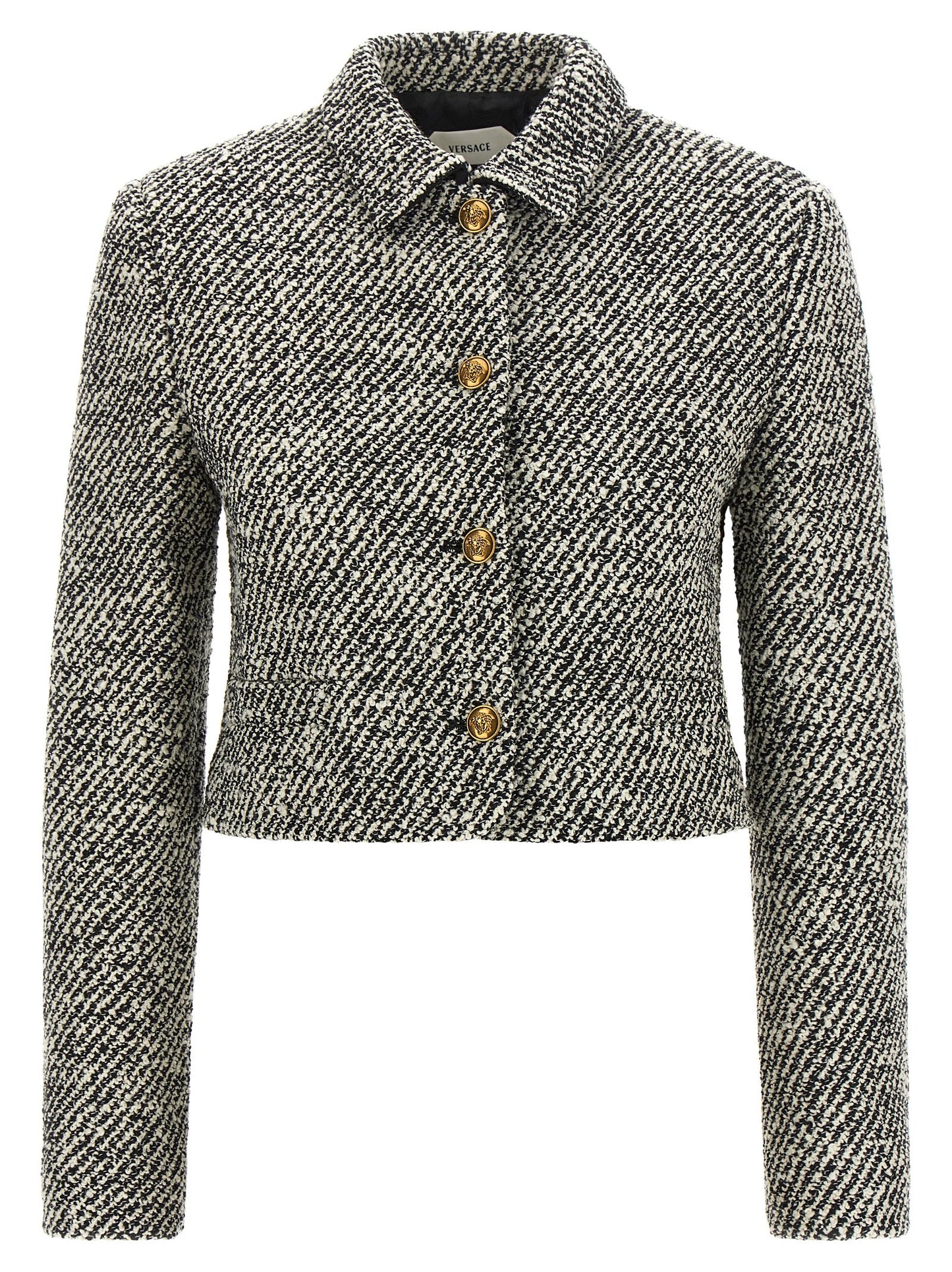 Versace Bouclé Wool Blend Blouson Jacket