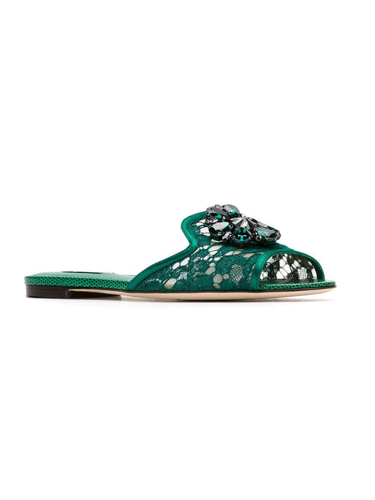 Dolce & Gabbana Slippers in lace with crystals