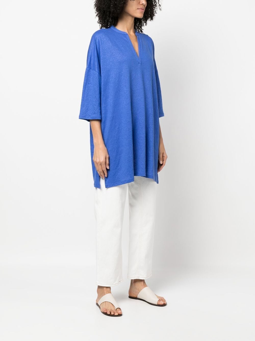 Majestic Majestic 3/4 Sleeve Linen Blend Tunic Dress