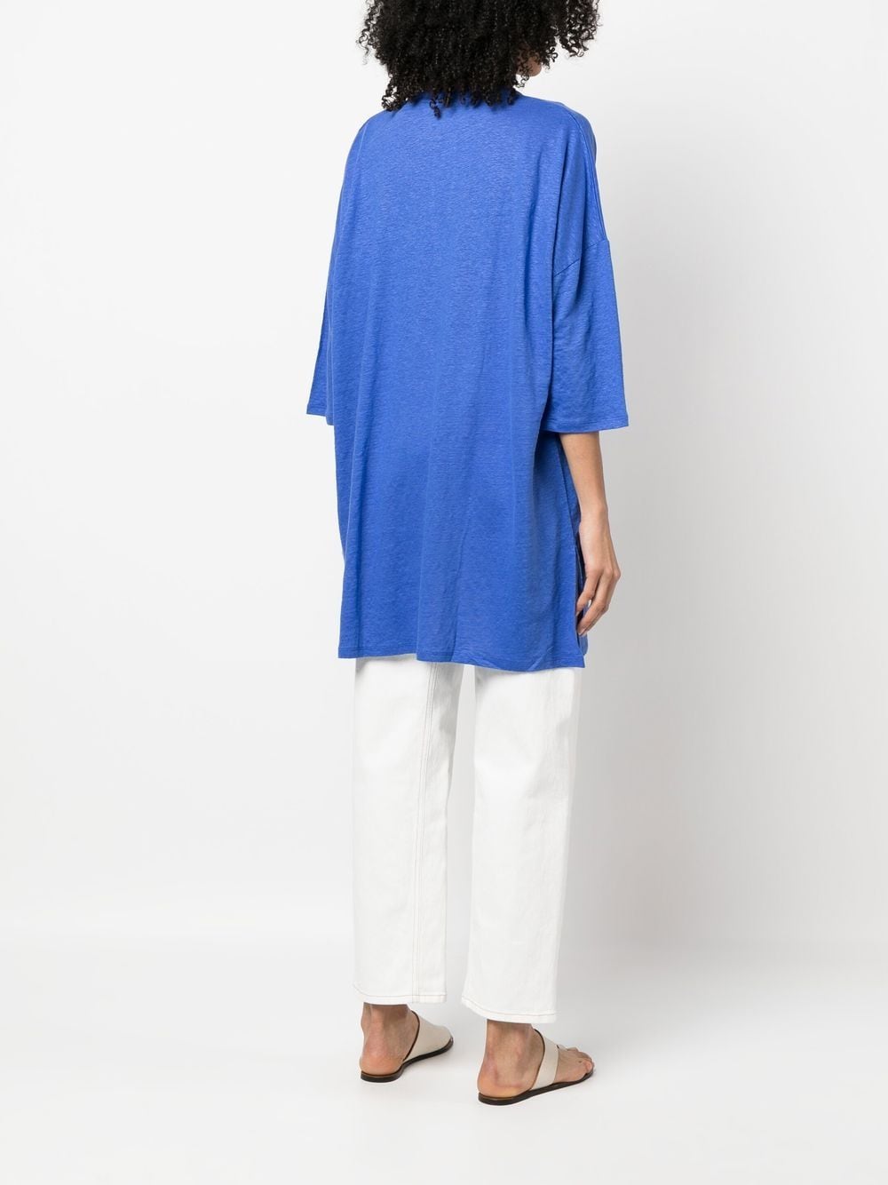 Majestic Majestic 3/4 Sleeve Linen Blend Tunic Dress