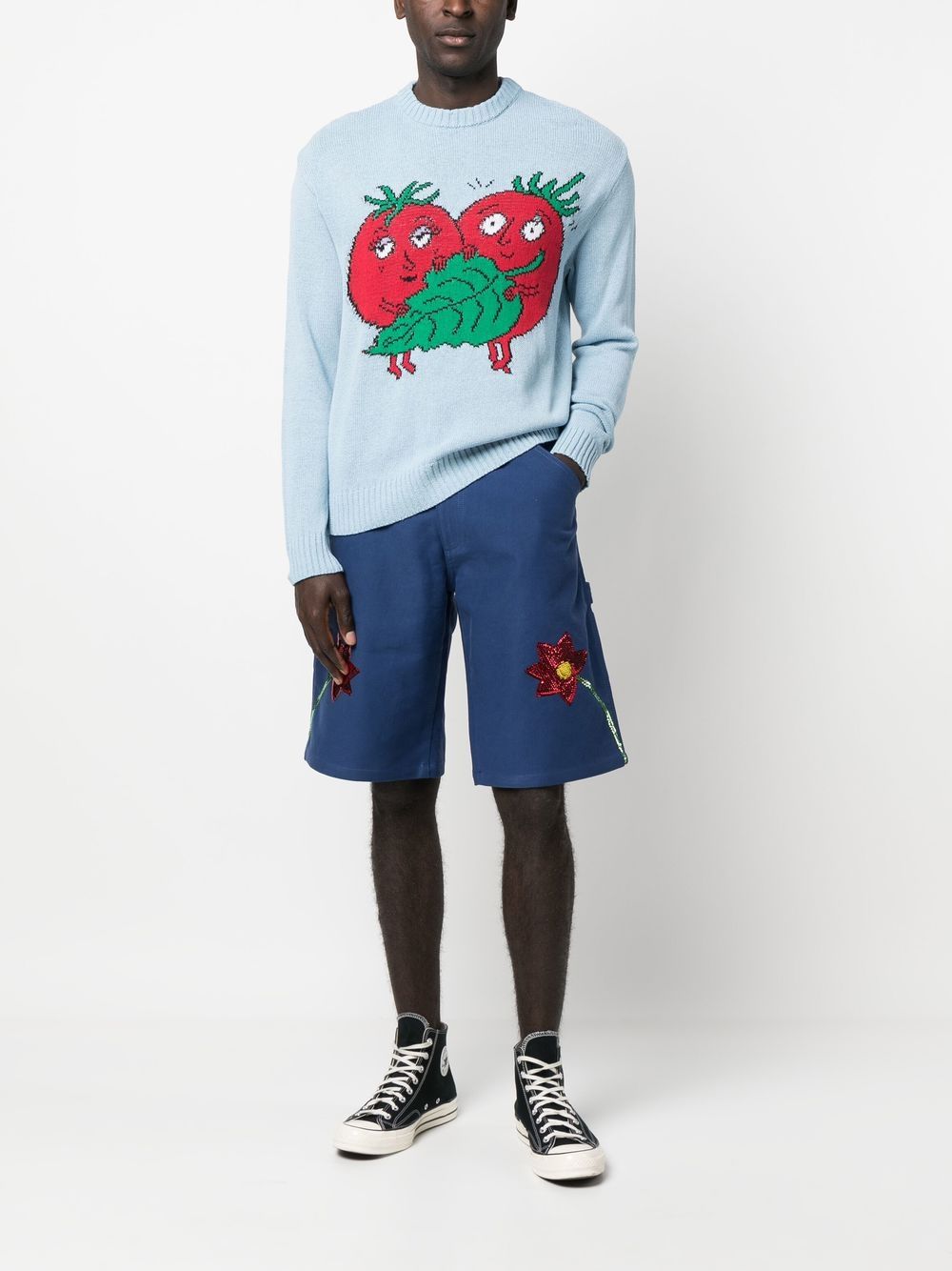 Sky High Farm Workwear Sky High Farm Workwear Embroidered denim shorts