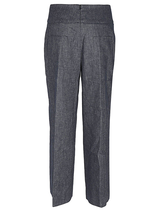 Via Masini 80 Straight leg linen blend trousers
