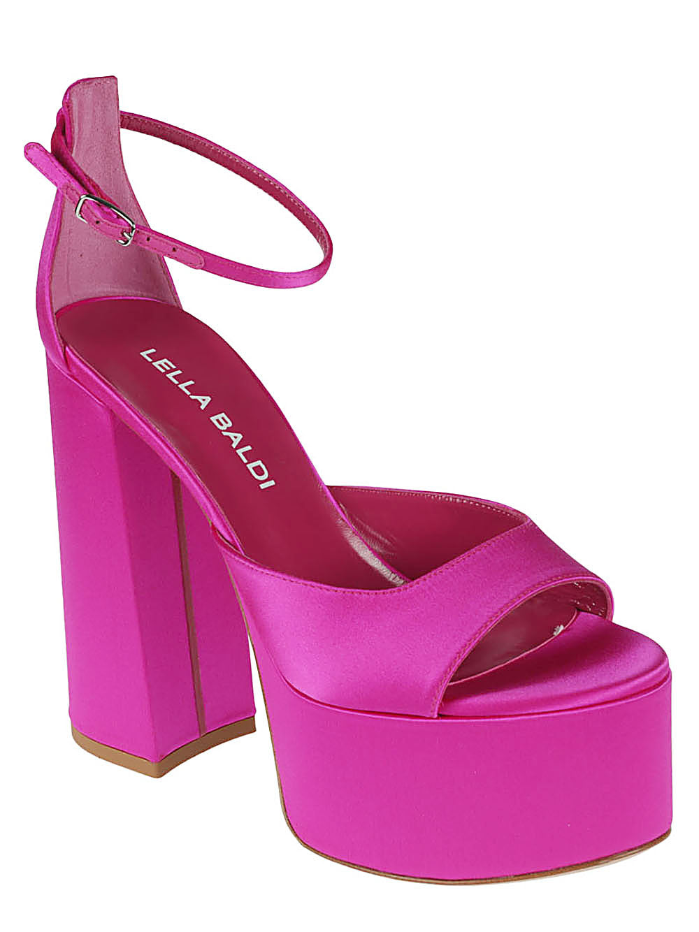 Lella Baldi Lella Baldi fuchsia satin platform sandals