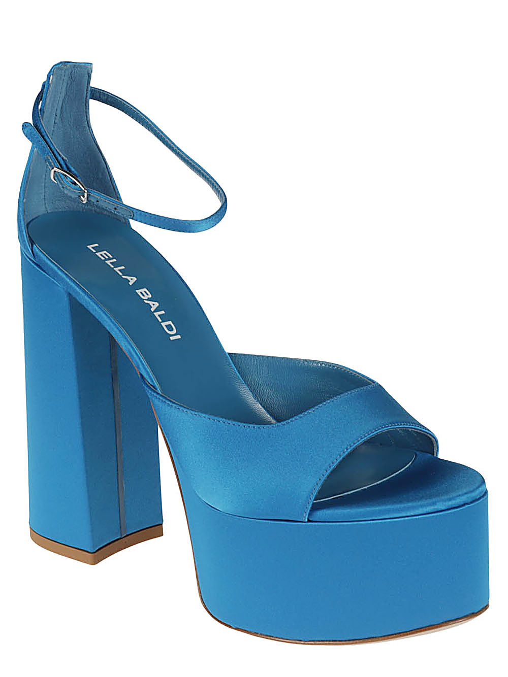 Lella Baldi Lella Baldi Blue satin platform sandals