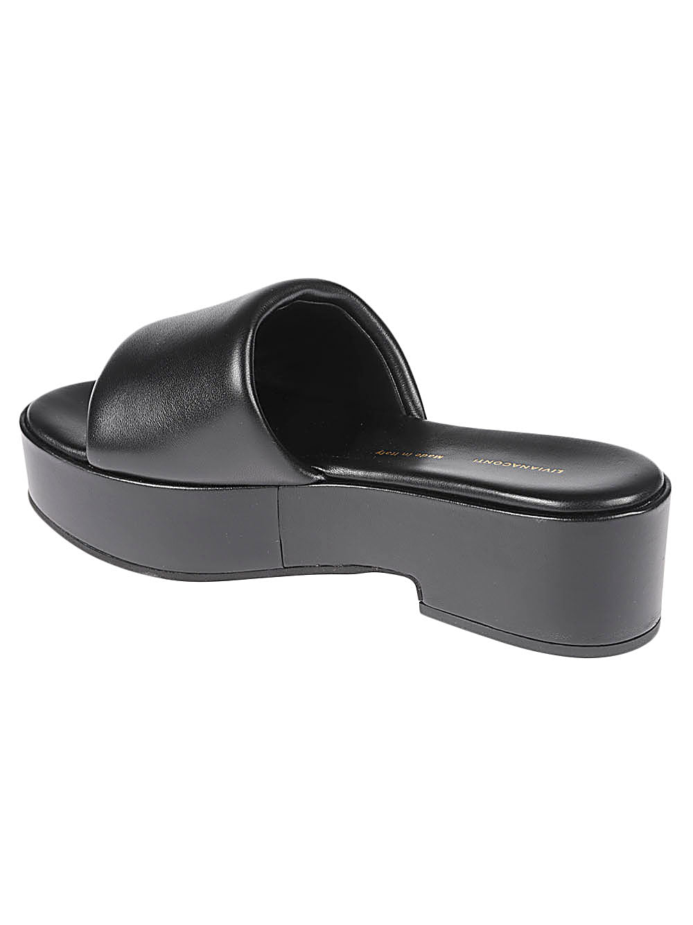 Liviana Conti Liviana Conti Black Leather Platform Sandals.