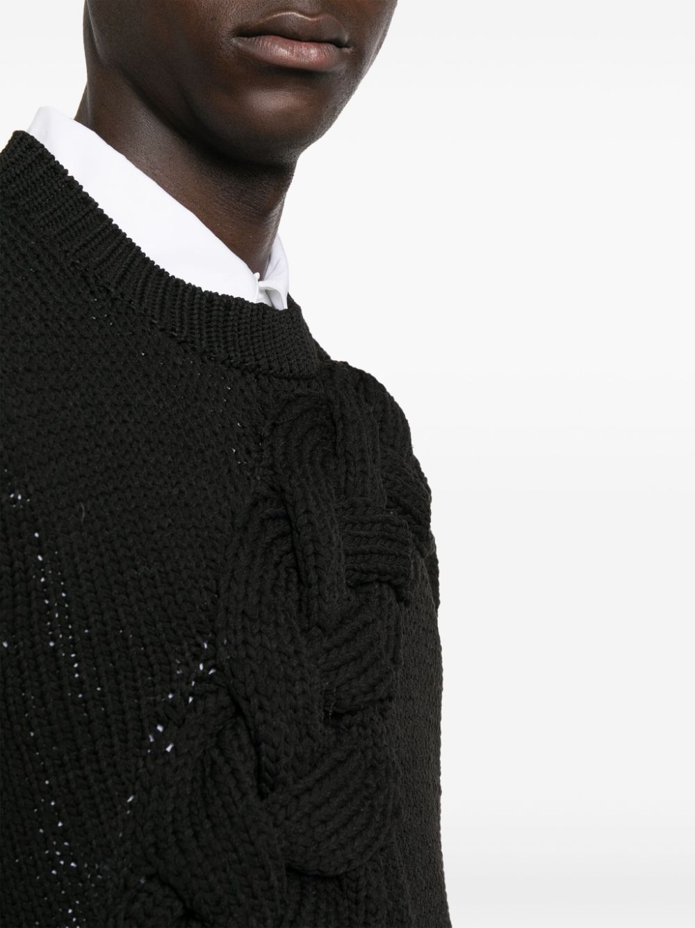 Homme Plus Homme Plus Cable-knit crewneck sweater
