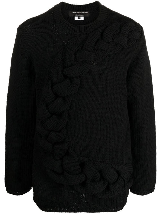 Homme Plus Homme Plus Cable-knit crewneck sweater
