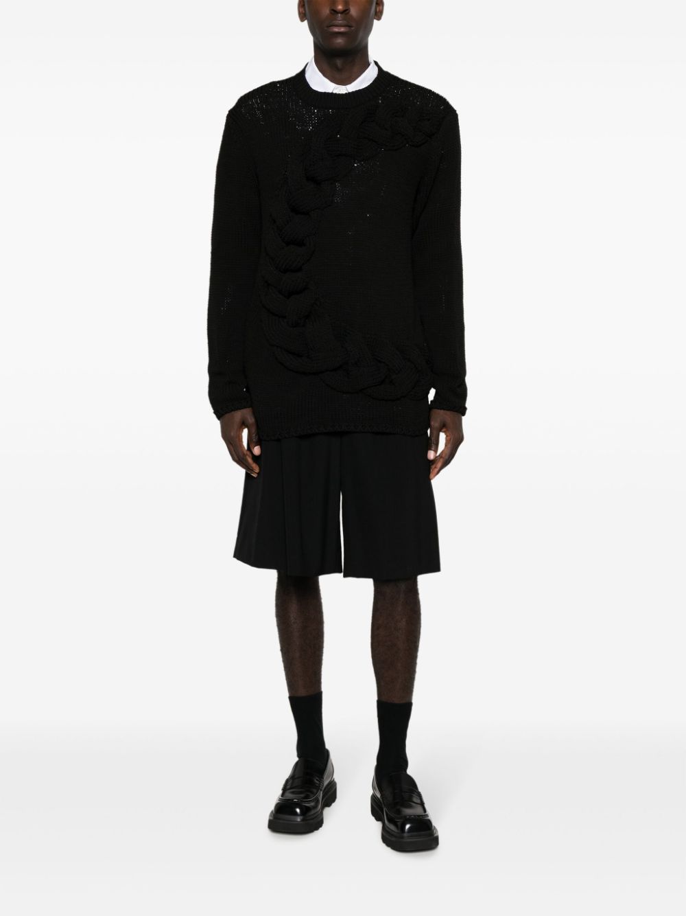 Homme Plus Homme Plus Cable-knit crewneck sweater
