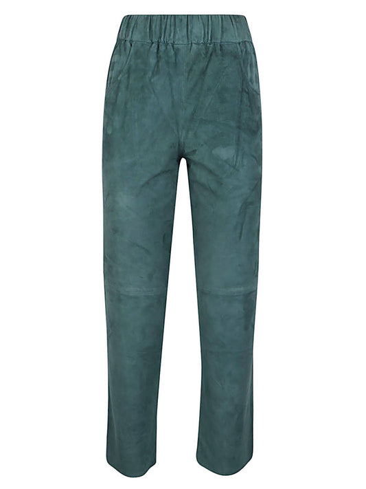 Via Masini 80 Via Masini 80 Elastic waist suede trousers