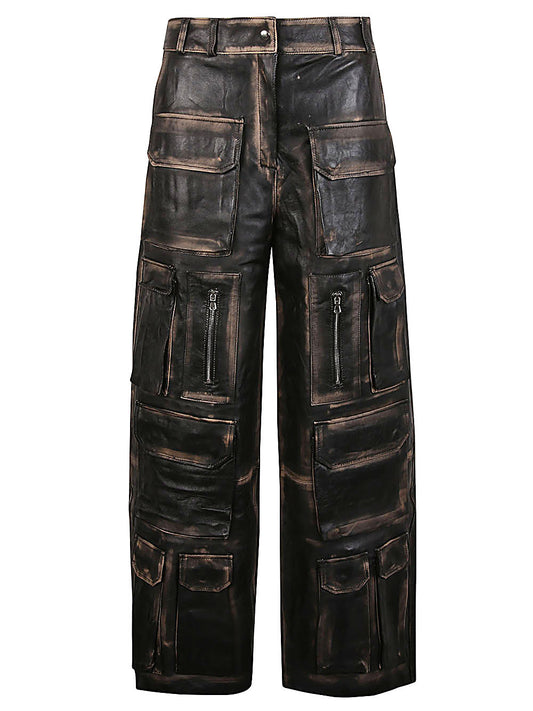 Fermas.Club Fermas.Club Leather cargo trousers