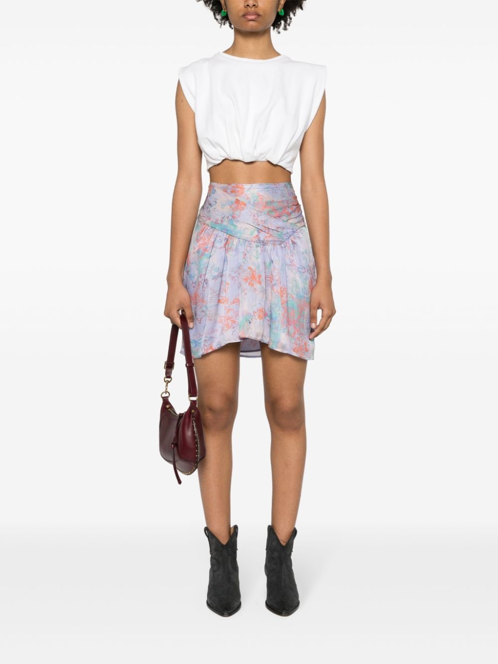 Iro Iro Floral print silk mini skirt