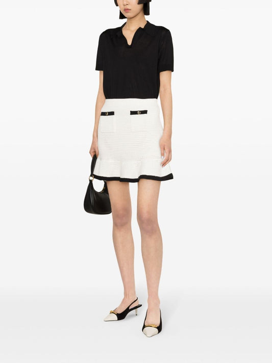 Self-Portrait Sequinned crochet miniskirt
