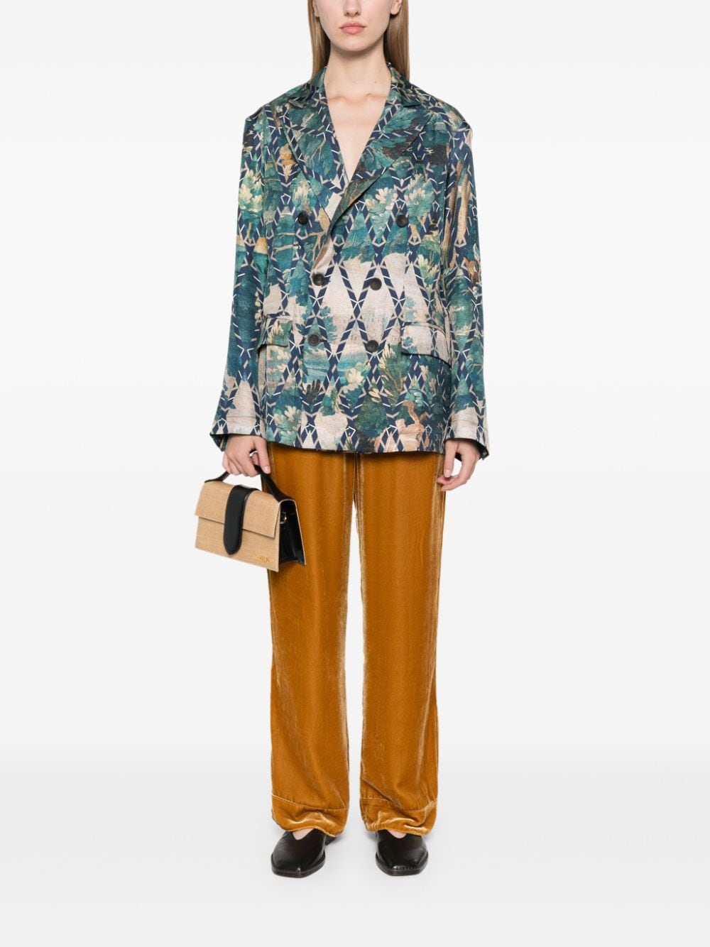 Pierre Louis Mascia Pierre Louis Mascia English rear vents straight hem Printed silk jacket