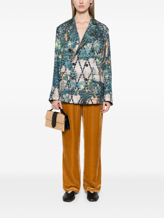 Pierre Louis Mascia English rear vents straight hem Printed silk jacket