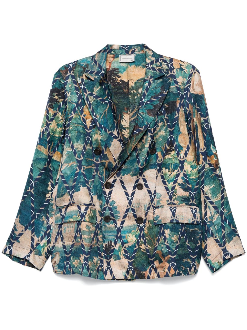 Pierre Louis Mascia Pierre Louis Mascia English rear vents straight hem Printed silk jacket