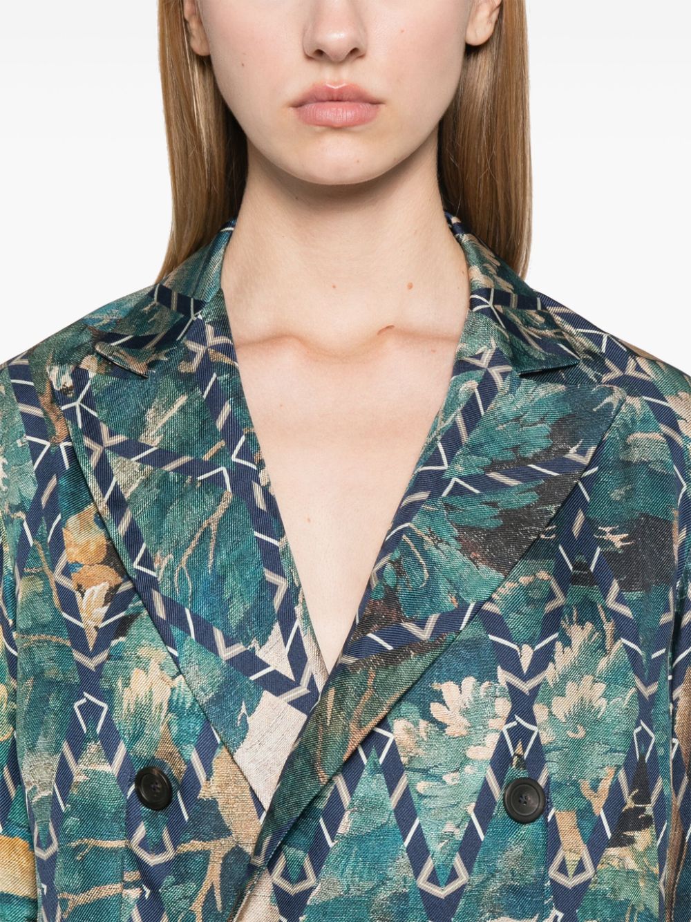 Pierre Louis Mascia Pierre Louis Mascia English rear vents straight hem Printed silk jacket