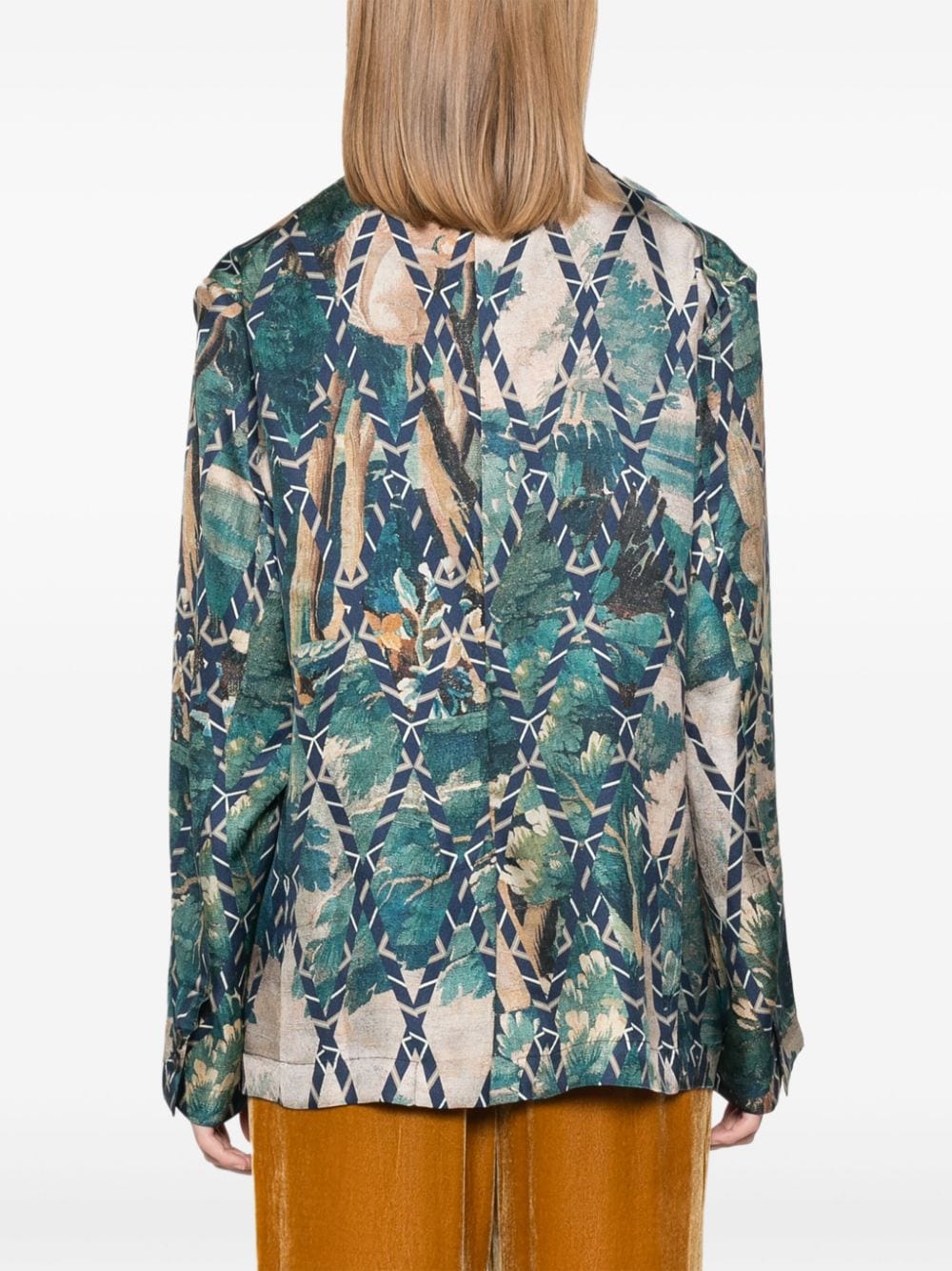 Pierre Louis Mascia Pierre Louis Mascia English rear vents straight hem Printed silk jacket