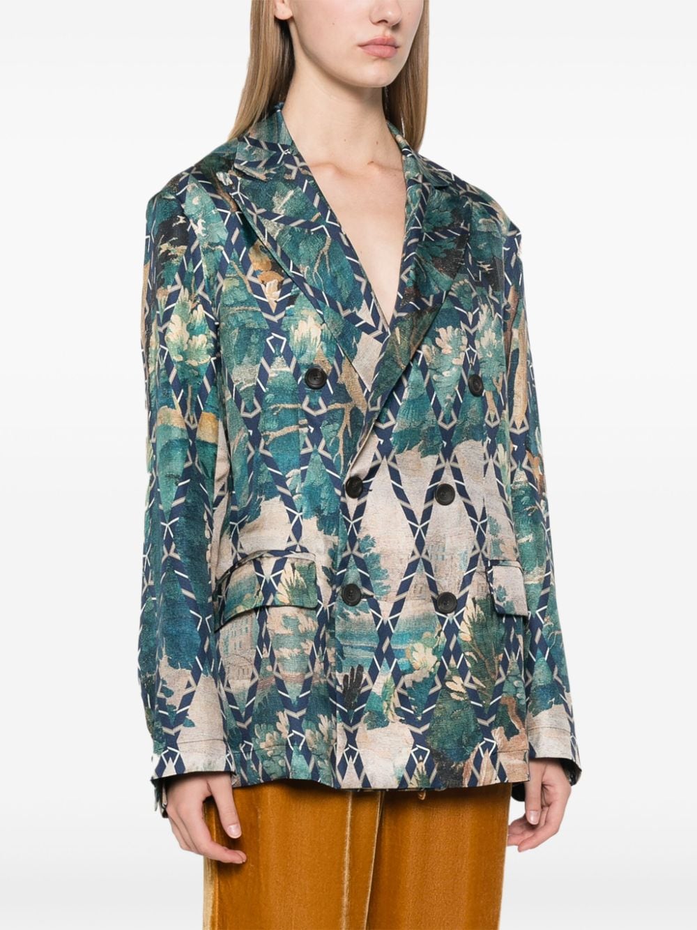 Pierre Louis Mascia Pierre Louis Mascia English rear vents straight hem Printed silk jacket