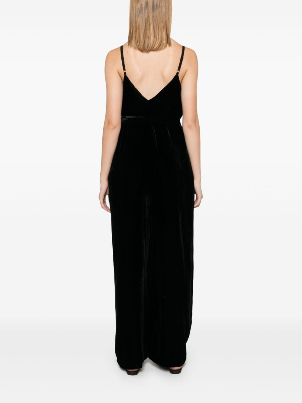 Gold Hawk Gold Hawk V-back wide leg Velvet jumpsuit