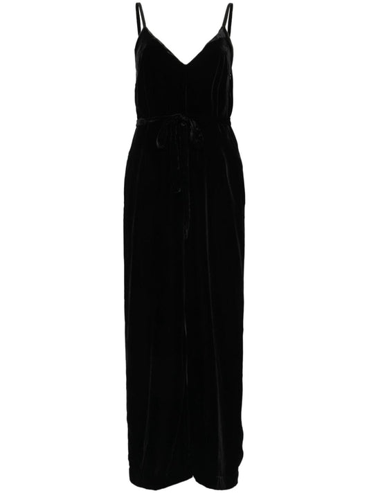 Gold Hawk Gold Hawk V-back wide leg Velvet jumpsuit