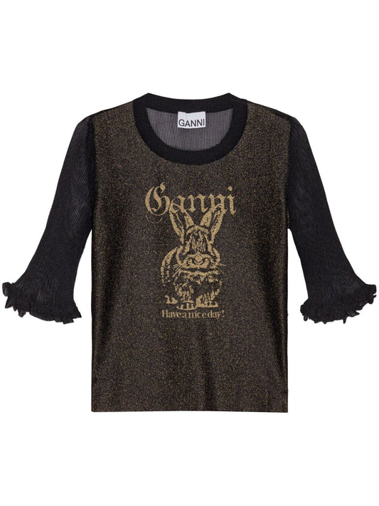 Ganni Ganni Sheer Jacquard Top