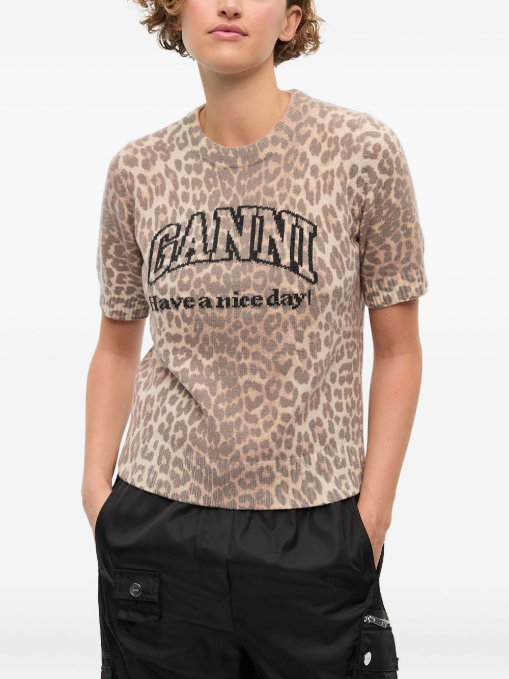 Ganni Ganni Logo wool t-shirt