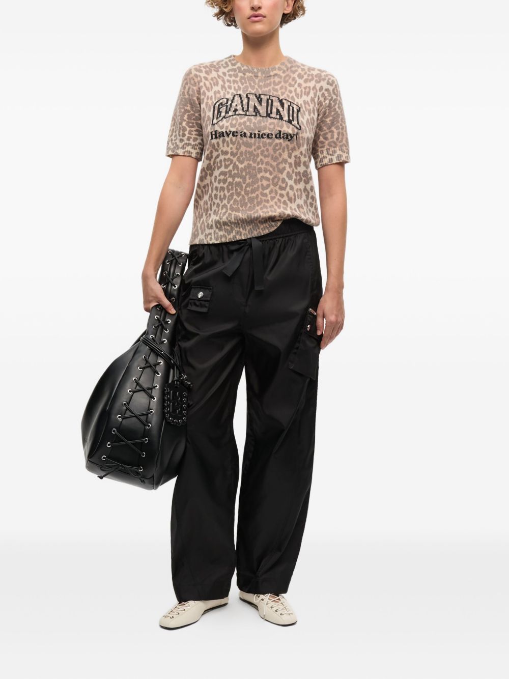 Ganni Ganni Logo wool t-shirt