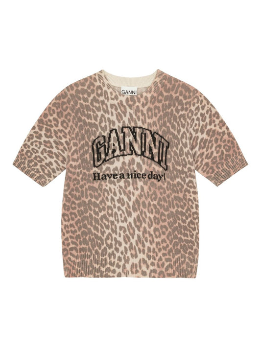 Ganni Ganni Logo wool t-shirt