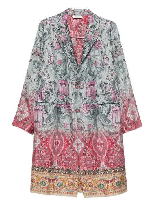 Pierre Louis Mascia Pierre Louis Mascia Silk printed single-breasted coat