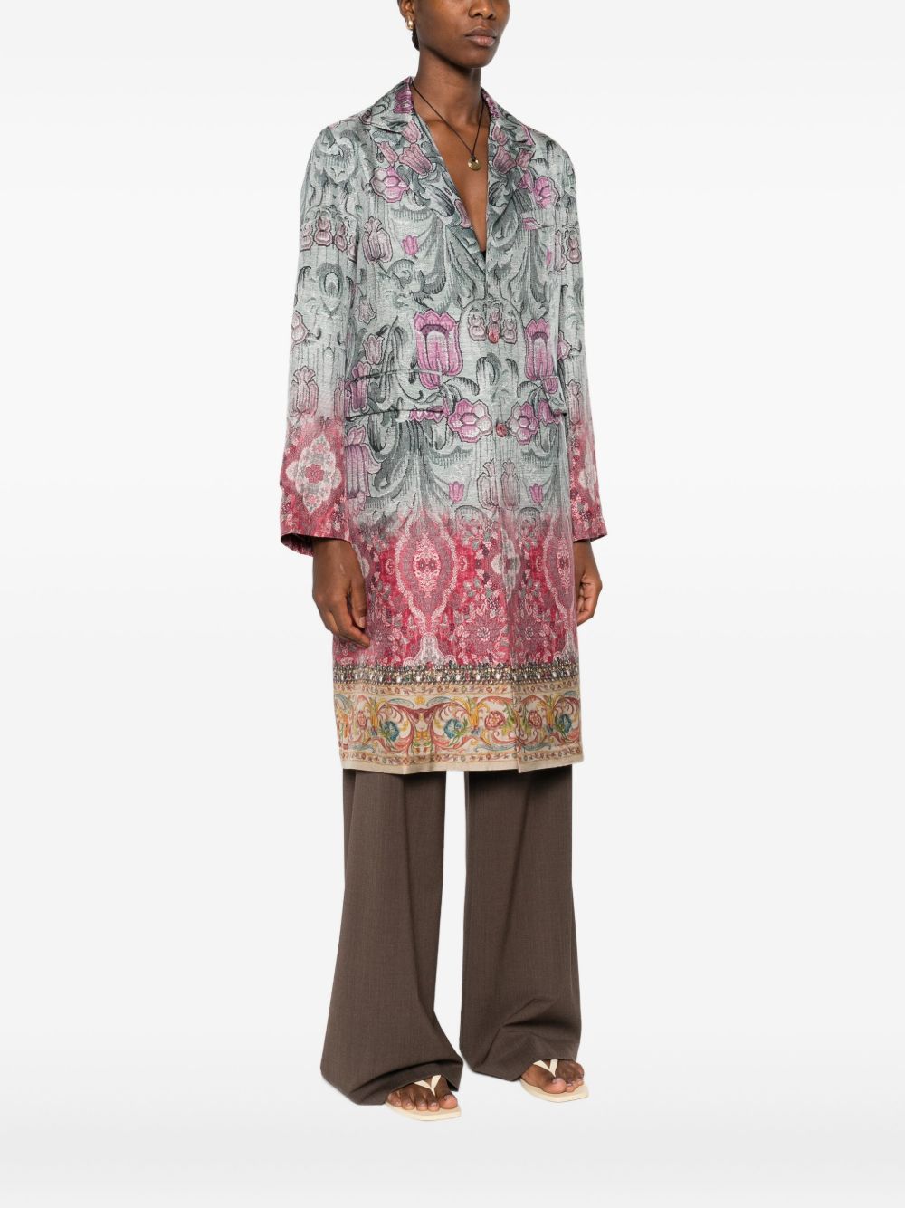 Pierre Louis Mascia Pierre Louis Mascia Silk printed single-breasted coat