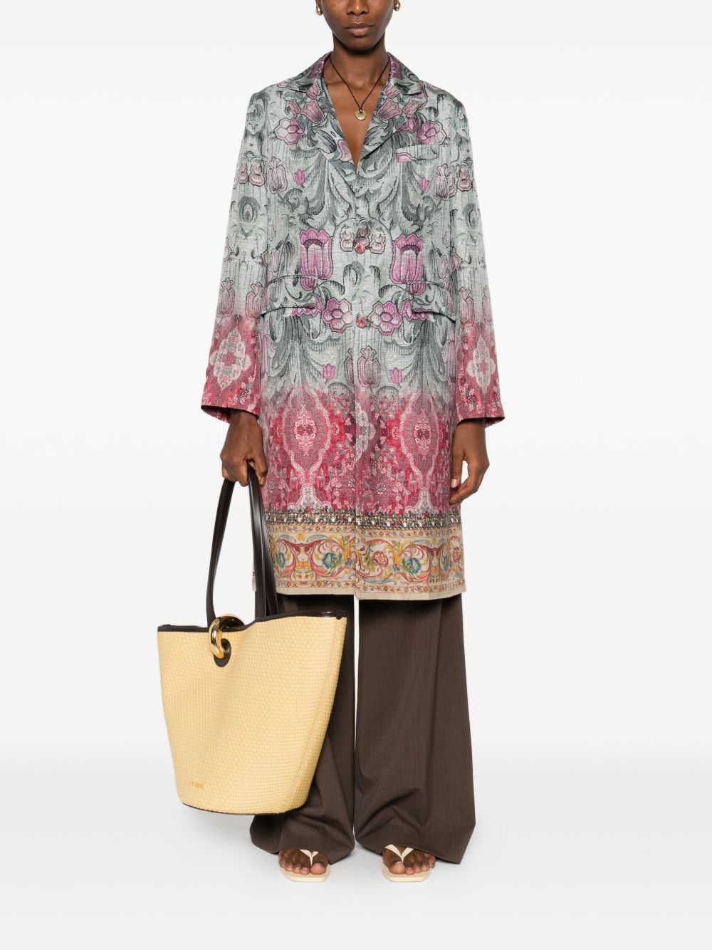 Pierre Louis Mascia Pierre Louis Mascia Silk printed single-breasted coat
